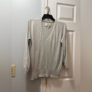 Brochu Walker Light Gray Silk/Cotton Vneck Layered Sleeve Sweater Size Small